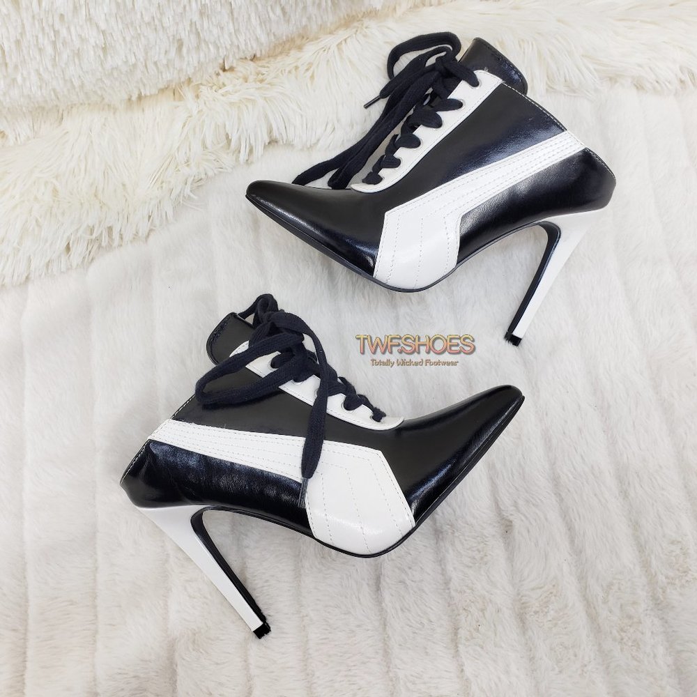Lace Up Sporty 4" High Heel Slip on Shoes Mules